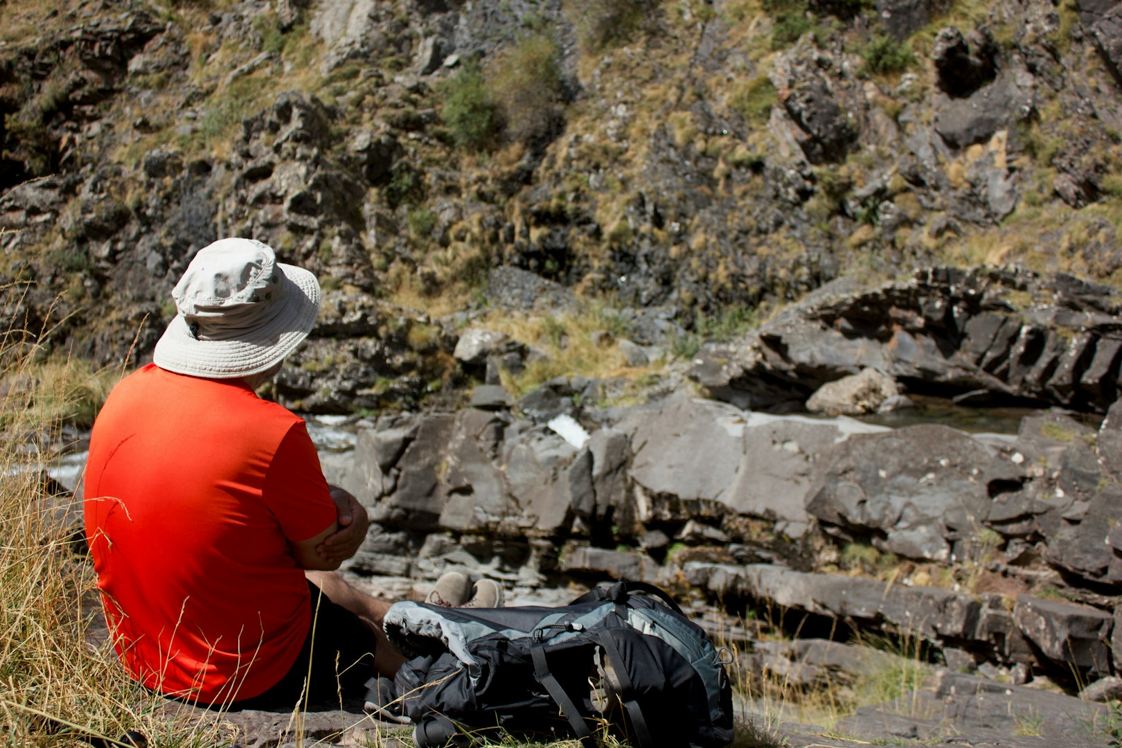 Hydrogeologist on site for water well exploration.